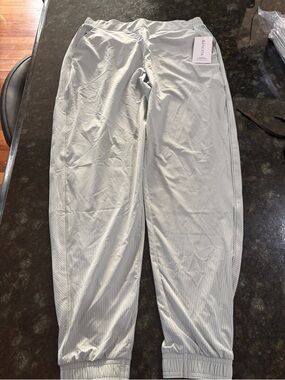 WOMEN’s Light Green Pinstripe Jogger Pants 14 Tall